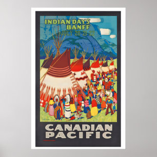 Poster Banff Alberta Canada Jours Indiens du Pacifique Ca