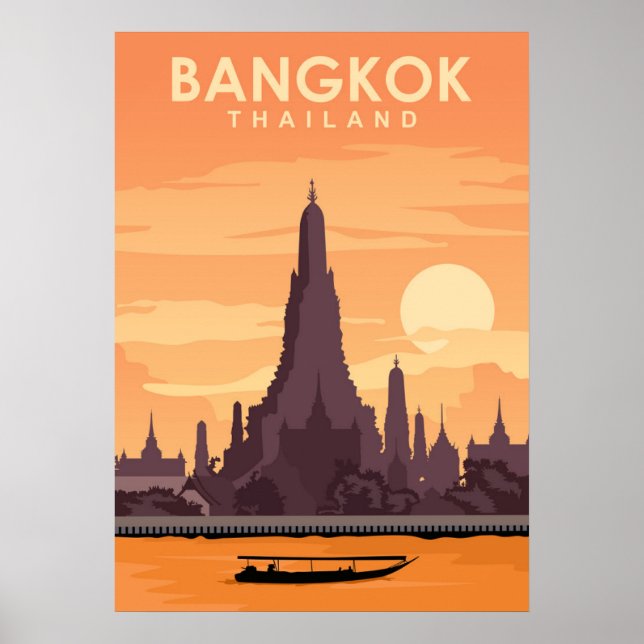 Poster Bangkok Thailand Digital Travel Illustration (Devant)