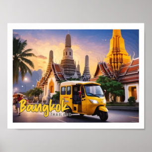 Poster Bangkok Thaïlande Illustration de voyage Pop Art