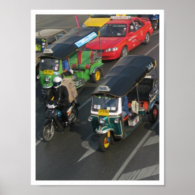 Poster Bangkok trafic ... Tuk Tuk Racing (Devant)