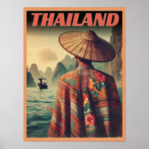 Poster Bangkok ville Thaïlande vieux thaïlandais voyage c