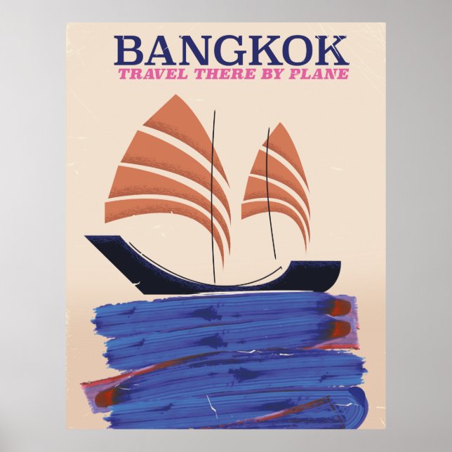 Poster Bangkok "Voyage là-bas par avion" (Devant)