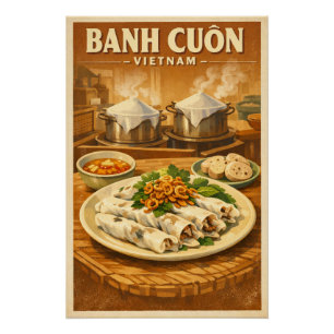 Poster Banh Cuon vietnamien, dans un classique rétro