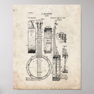 Poster Banjo Patent - Vieux look