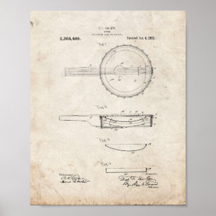 Poster Banjo Patent - Vieux look