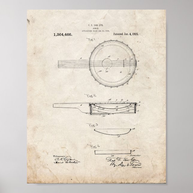 Poster Banjo Patent - Vieux look (Devant)