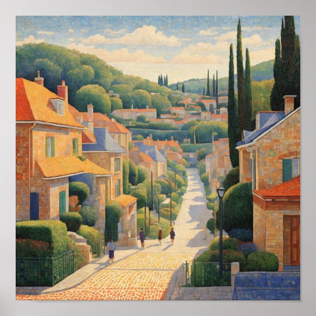 Poster Banlieue française de style Seurat (Devant)