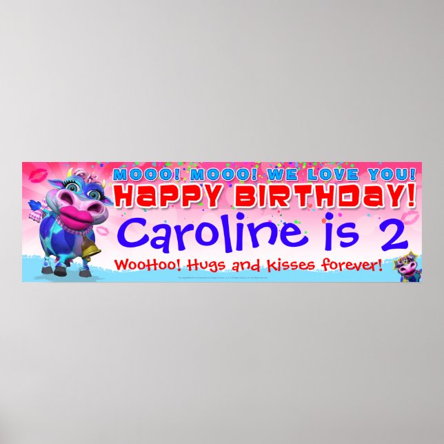 Poster Bannière anniversaire de 40"x12" GiggleBellies Kis (Devant)