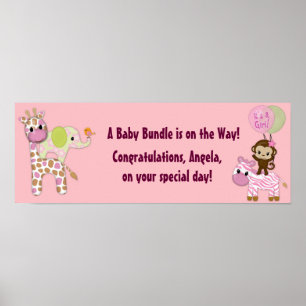 Poster Bannière Baby shower de Girl Jungle Safari
