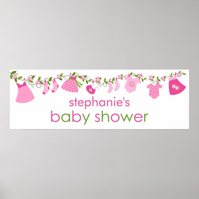 Poster Bannière Baby shower de ligne de vêtements pour bé (Devant)