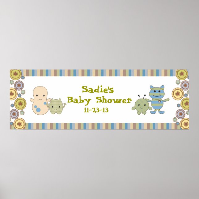 Poster Bannière Baby shower Monstres de Pékin (Devant)
