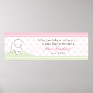 Poster Bannière Baby shower petit agneau   Fille
