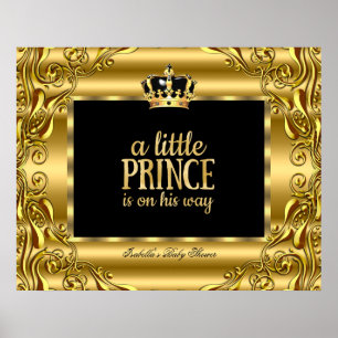Poster Bannière Baby Shower Petit Prince Or Noir 3