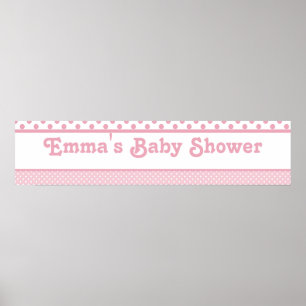 Poster Bannière Baby shower points roses