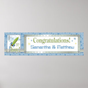 Poster Bannière Baby shower Spacilier & Stars