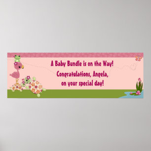 Poster Bannière Baby shower TURTTLE Une fois sur une sort