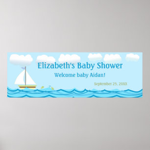 Poster Bannière Baby shower voilier