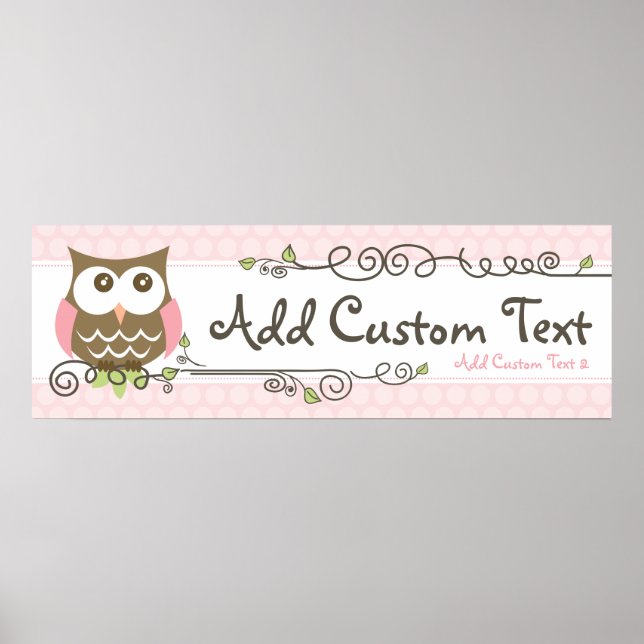 Poster Bannière Chouette de Baby shower personnalisée (Devant)