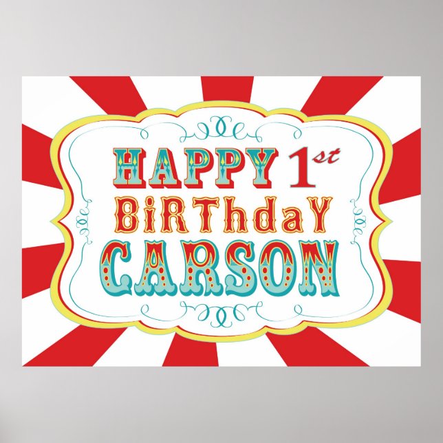 Poster Bannière d'anniversaire de Carson pour le Carnaval (Devant)