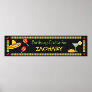 Poster Bannière d'anniversaire de Fiesta mexicaine