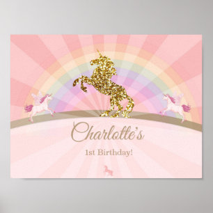 Poster Bannière d'anniversaire de la licorne   baby showe