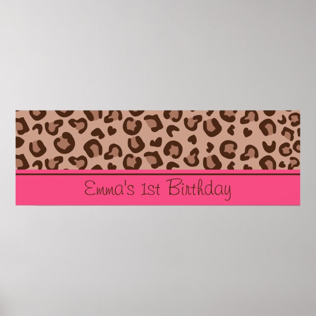 Poster Bannière d'anniversaire de Pink Cheetah (Devant)
