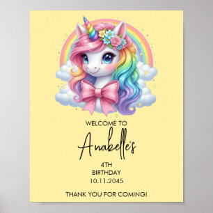 Poster Bannière d'anniversaire Licorne Magique Panneau