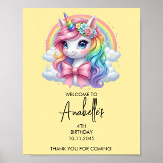Poster Bannière d'anniversaire Licorne Magique | Panneau