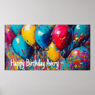 Poster Bannière d'anniversaire personnalisée   Ballons co