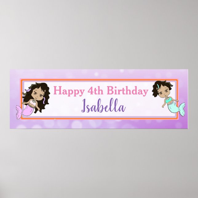 Poster Bannière d'anniversaire personnalisée pour sirène (Devant)