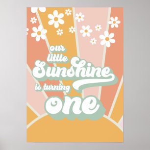 Poster Bannière d'anniversaire Rétro Notre petit soleil a