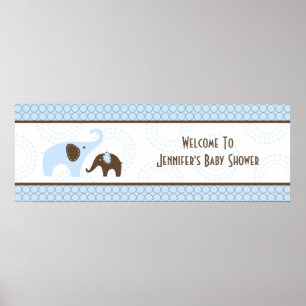 Poster Bannière de Baby shower bleu élimé