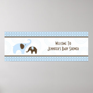Poster Bannière de Baby shower bleu élimé