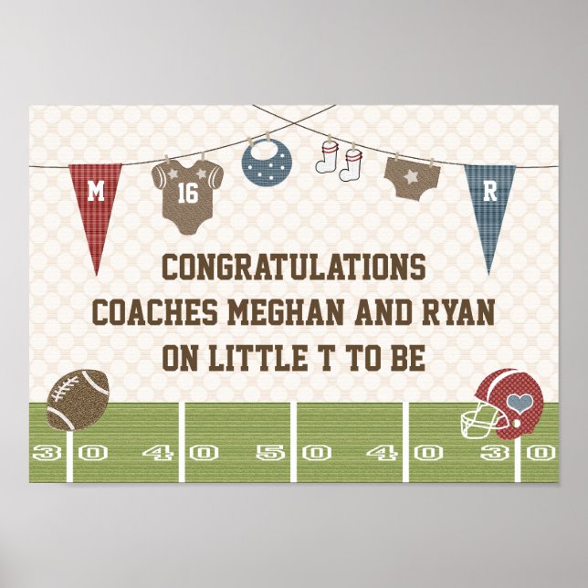 Poster Bannière de Baby shower Co-ed Couples de Football (Devant)