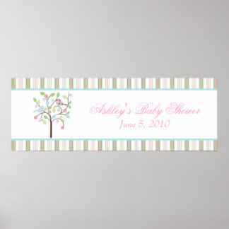 Poster Bannière de Baby shower de bandes d'arbre Insépara