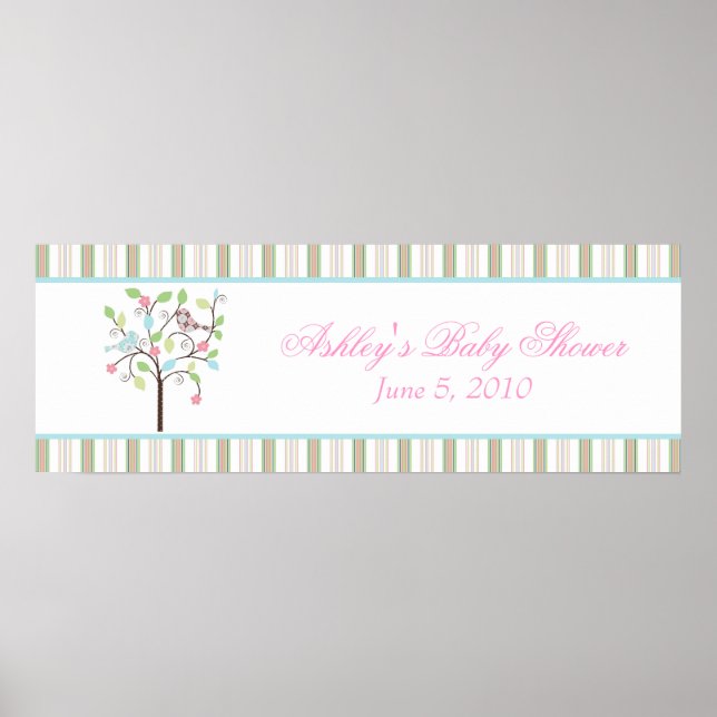 Poster Bannière de Baby shower de bandes d'arbre Insépara (Devant)