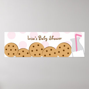 Poster Bannière de Baby shower de biscuits et de lait