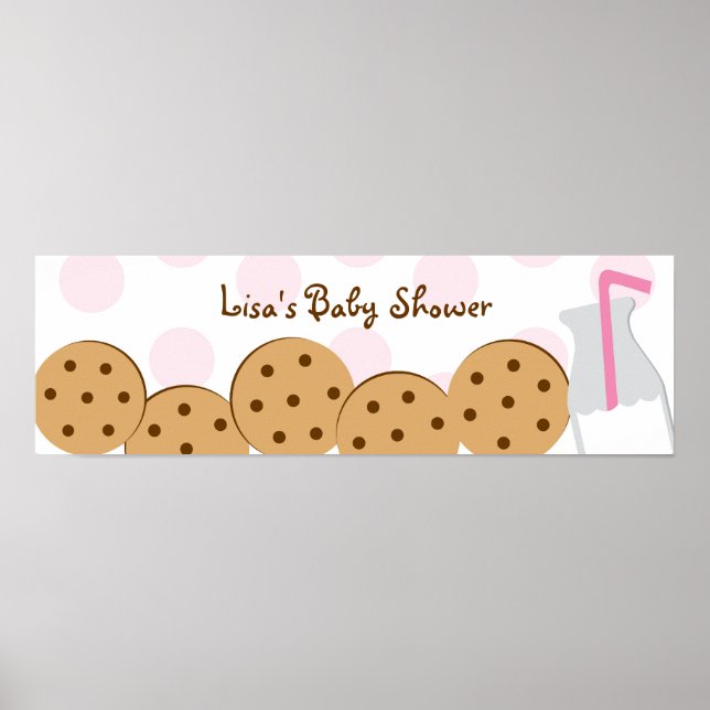 Poster Bannière de Baby shower de biscuits et de lait (Devant)
