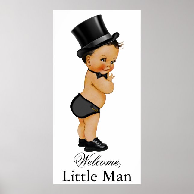 Poster Bannière de Baby shower de petit homme ethnique (Devant)