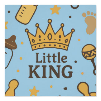 Poster "Bannière de Baby shower Little King - Blue & Gold