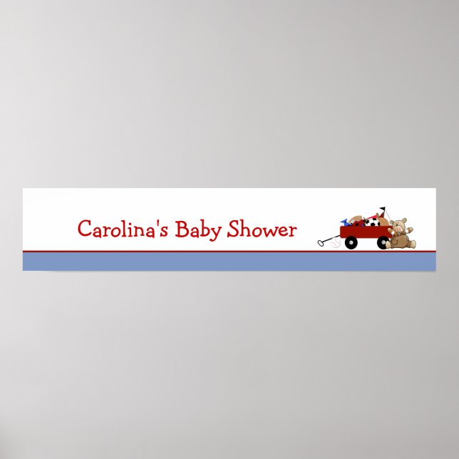 Poster Bannière de Baby shower Little Red Wagon (Devant)