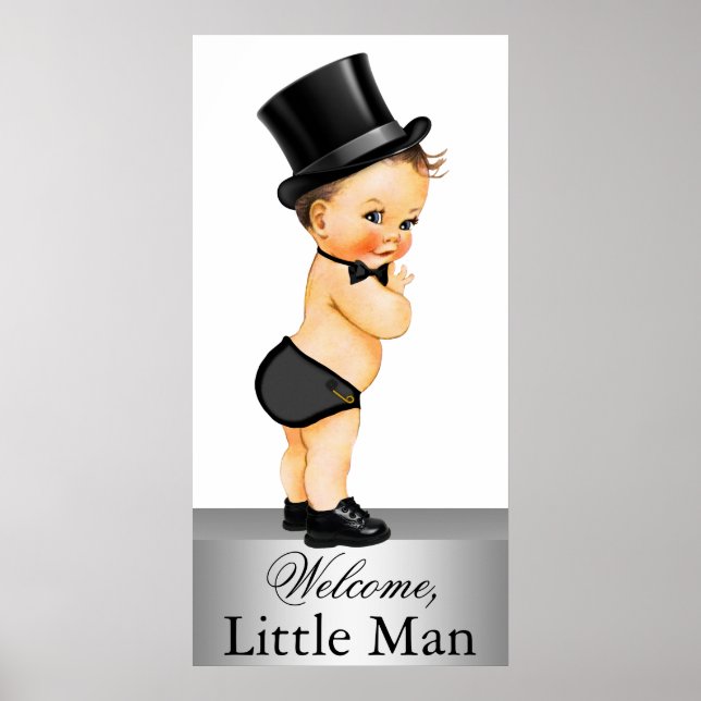 Poster Bannière de Baby shower mignonne Little Man (Devant)