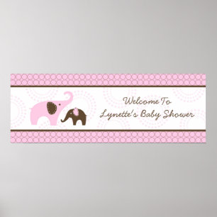 Poster Bannière de Baby Shower Rose Point de Broderie