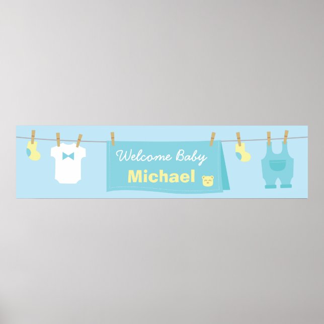 Poster Bannière de bienvenue du Baby shower Vêtements pou (Devant)