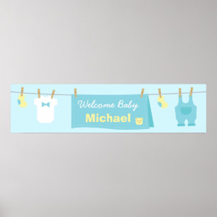 Poster Bannière de bienvenue du Baby shower Vêtements pou