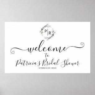 Poster Bannière de bienvenue pour la fête prénuptiale flo