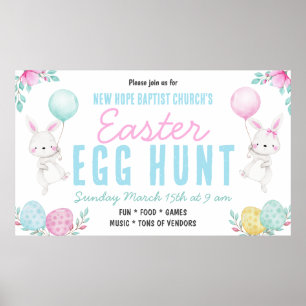 Poster Bannière de chasse aux oeufs de Pâques