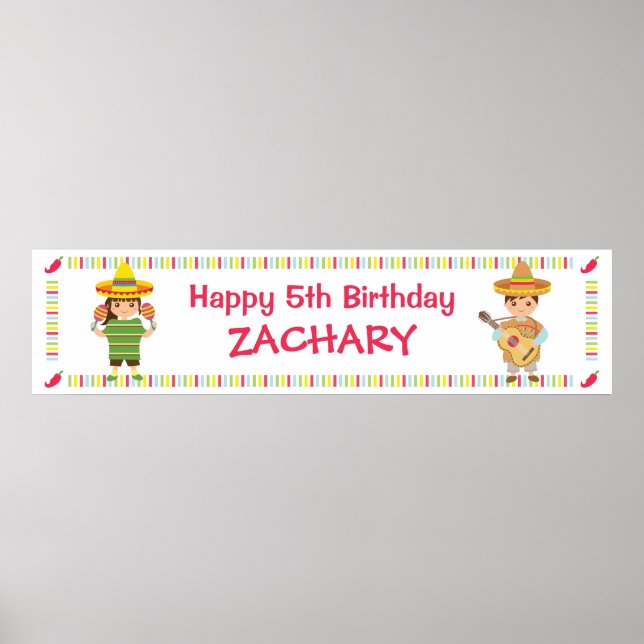 Poster Bannière de fête d'anniversaire de la fête mexicai (Devant)