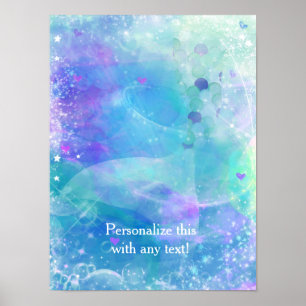 Poster Bannière de fête d'anniversaire en queue de sirène