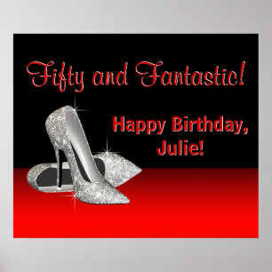 Poster Bannière de fête d'anniversaire Escarpins Paillett